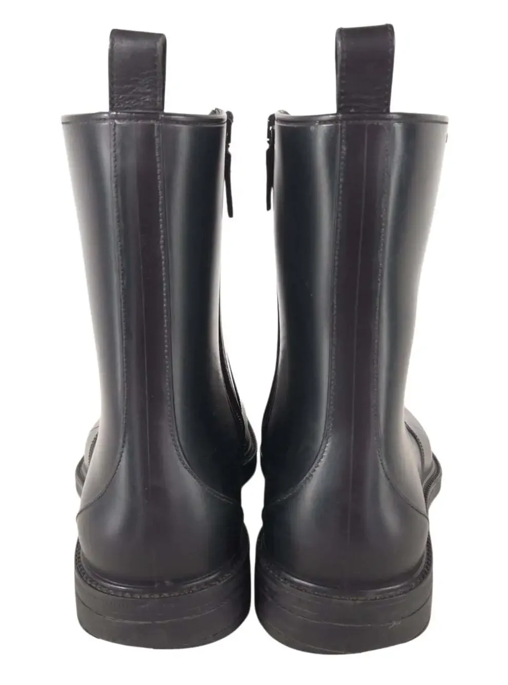 Salvatore Ferragamo Rubber Rain Boots US 8 IT 41 Mens Black Leather Zip $595